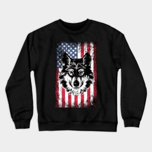 Patriotic Siberian Husky American Flag Crewneck Sweatshirt